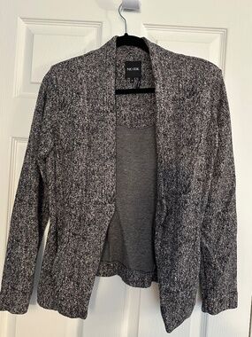 Nic + Zoe Women's Open Cloth Blazer Cardigan Black & White Size Medium